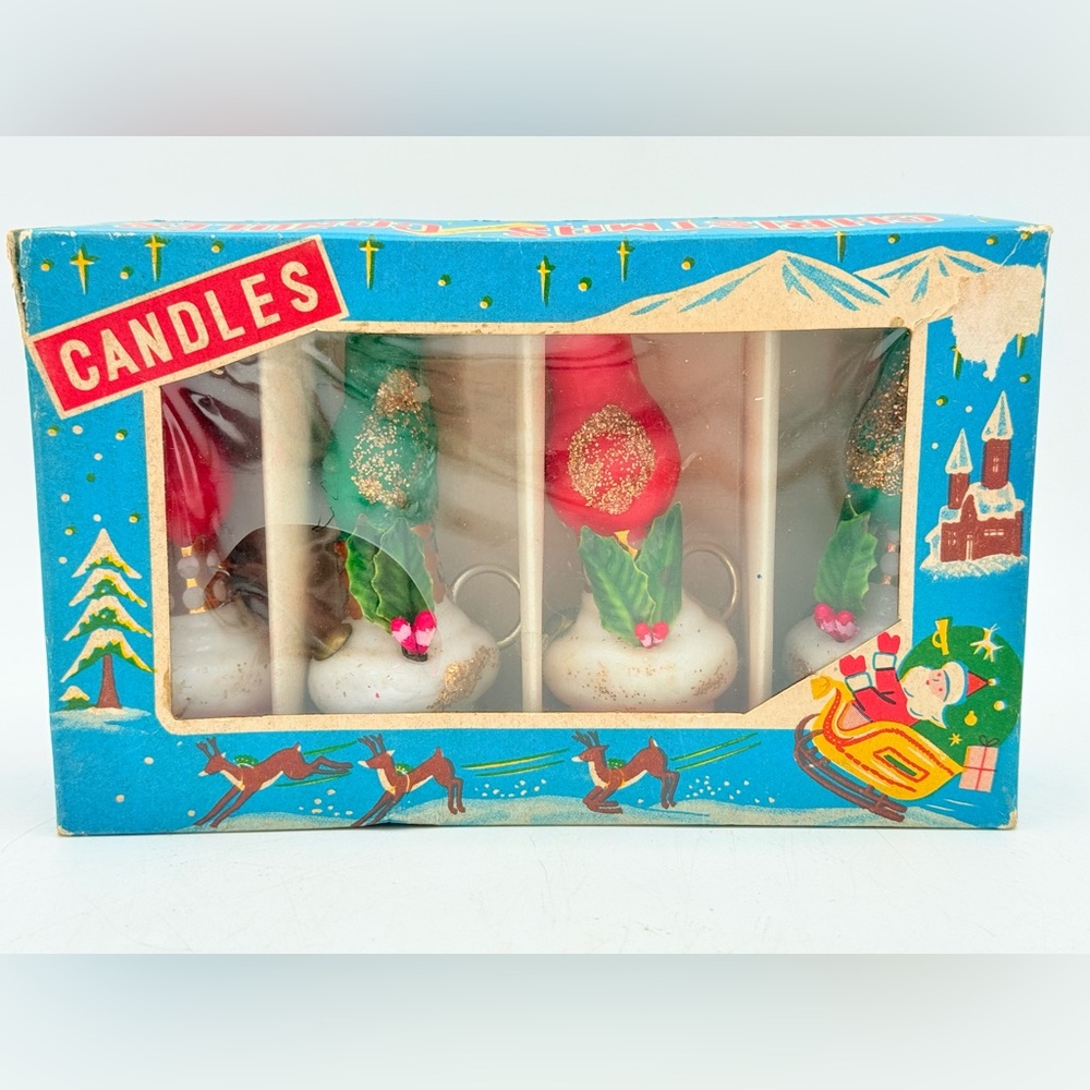 Vintage JAPAN Christmas NOVELTY candles oil lamp design | MCM lamp wax candles